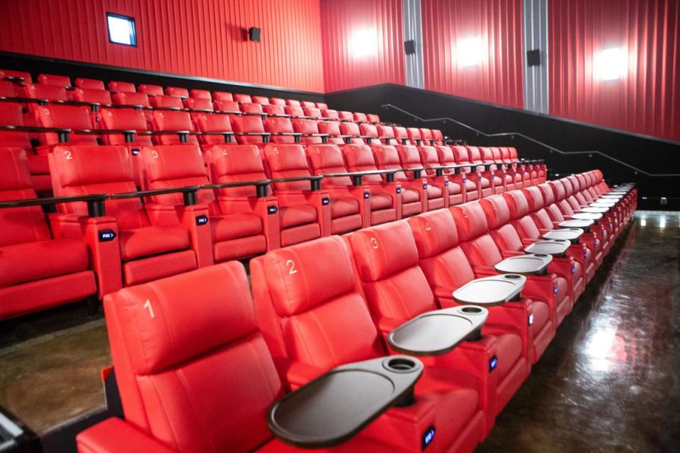 Spacious, electric-powered leather recliners with individual USB ports and swivel tables for refreshments are planned for the new Premiere LUX Ciné at the Gadsden Mall.