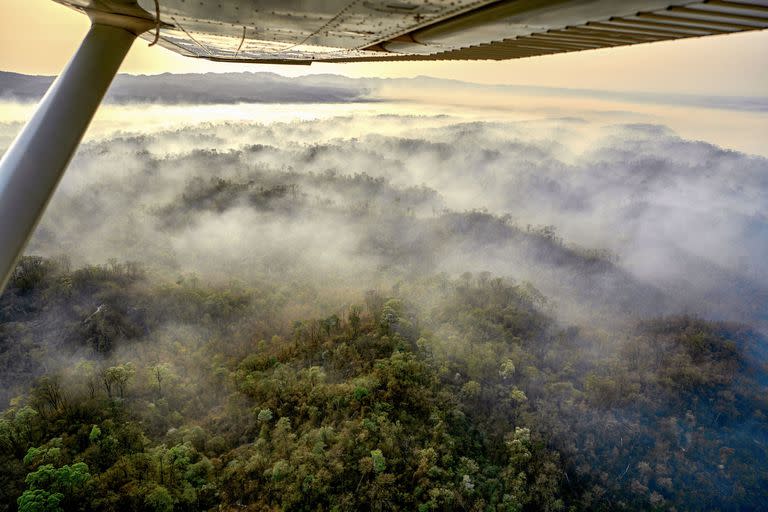 Vista aérea de los incendios en Orán, Salta, en noviembre de 2022