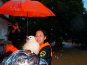 PAWS volunteer Riza Calaguas with a dog rescued in Cainta, Rizal