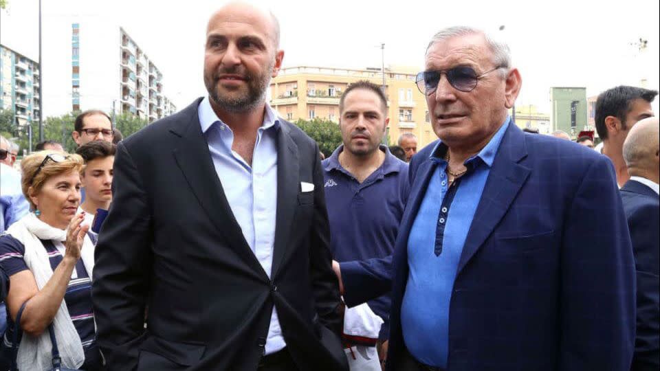Riva (R) was made honorary president of Cagliari in 2019. - Alessandro Sabattini/Getty Images
