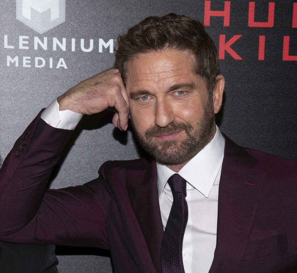 ARCHIVO- En esta fotografía del 22 de octubre de 2018 se muestra al actor Gerard Butler en el estreno de "Hunter Killer" en Nueva York. (Foto por Charles Sykes/Invision/AP, Archivo)