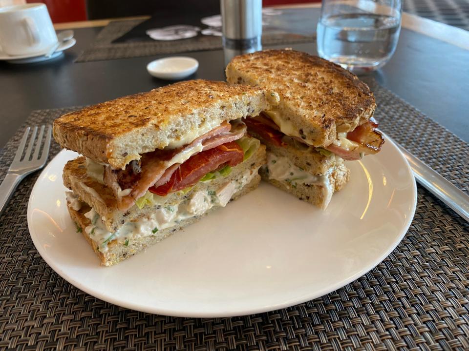 I ordered a club sandwich before my first flight.