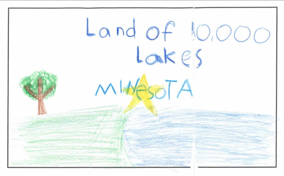 Another submission, apparently from a child, shows a lake and a star.