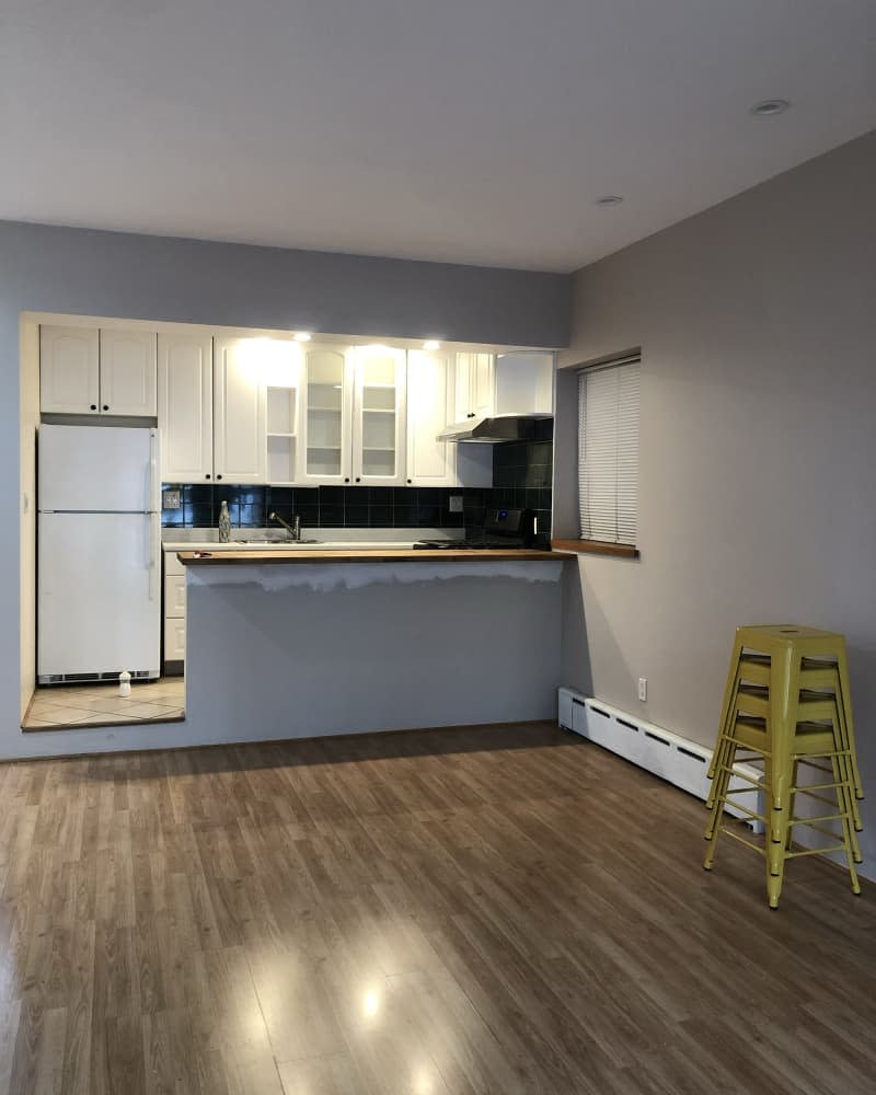 Empty kitchen with beige walls before decorating