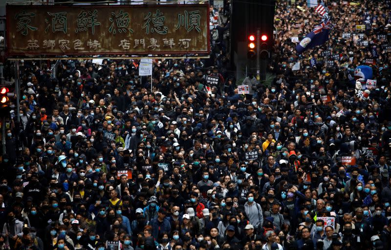 Anti-government New Year's Day demonstration in Hong Kong