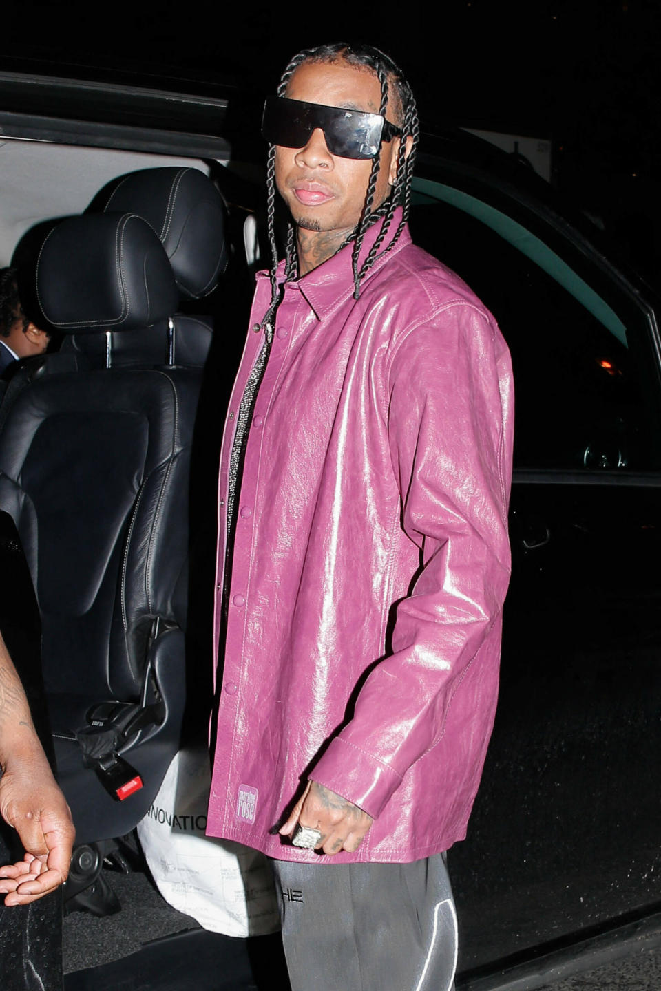 Tyga and a friend leaving their hotel during Paris Fashion Week