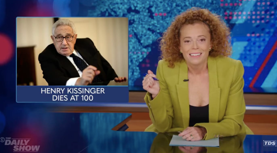 The Daily Show guest host Michelle Wolf ripped into Henry Kissinger after the former secretary of statedied on Wednesday at the age of 100 (The Daily Show)