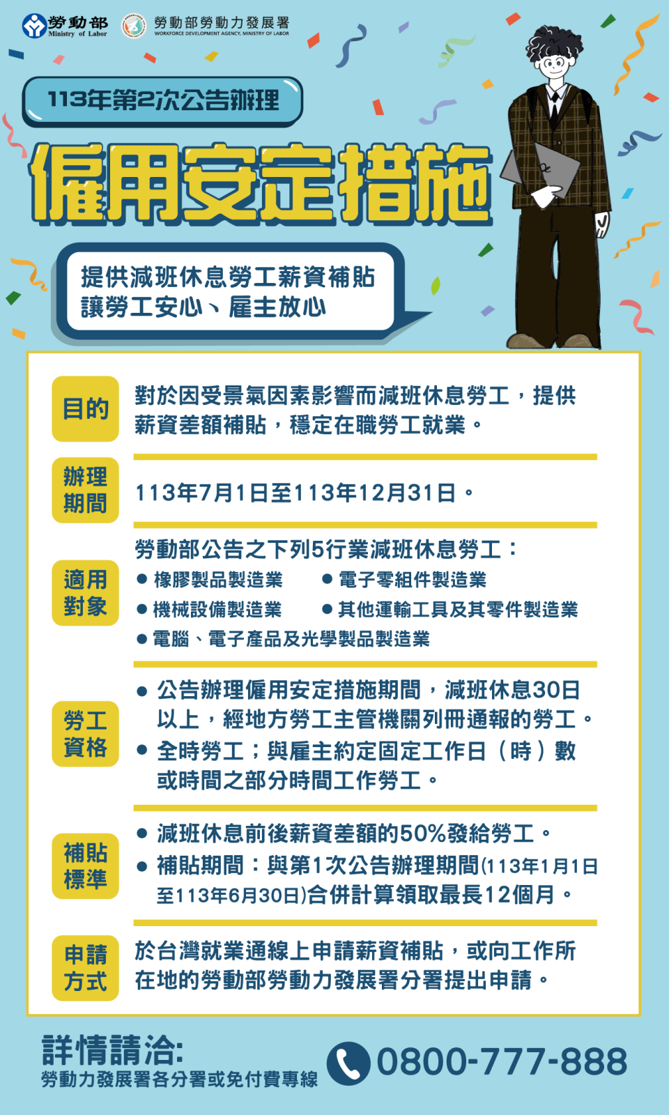 雇用安定措施注意事項。（圖／翻攝自勞動部） 