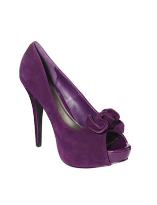 Faux-Suede "Nydia" Peep-Toe Heels