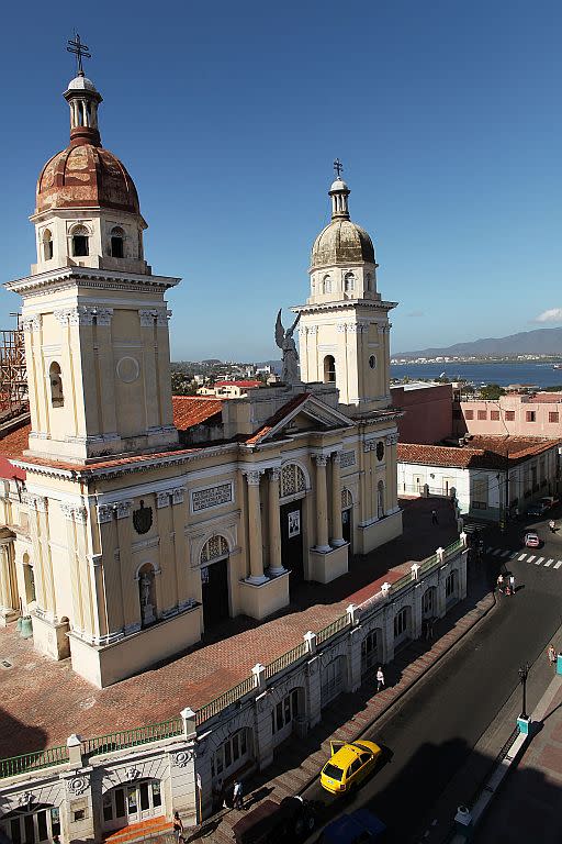 A view of the cathedral in Santiago de Cuba, Cuba.