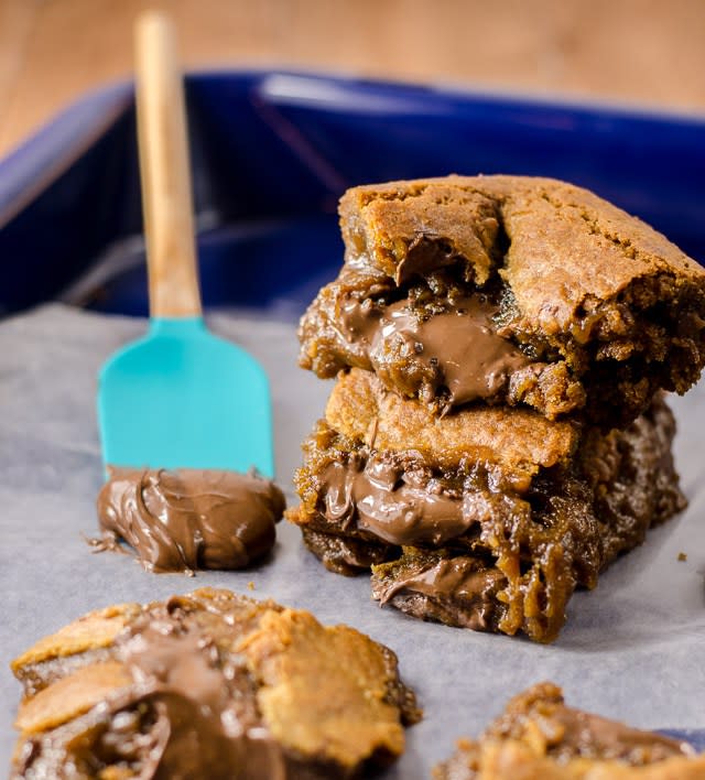 Nutella Stuffed Peanut Butter Blondies