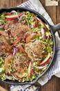 skillet chicken with brussels sprouts and apples