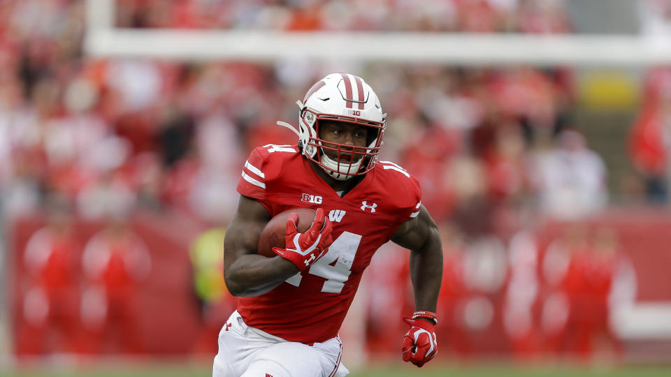 Wisconsin running back Nakia Watson (14) is the next in line for the Badgers. (AP Photo/Andy Manis)