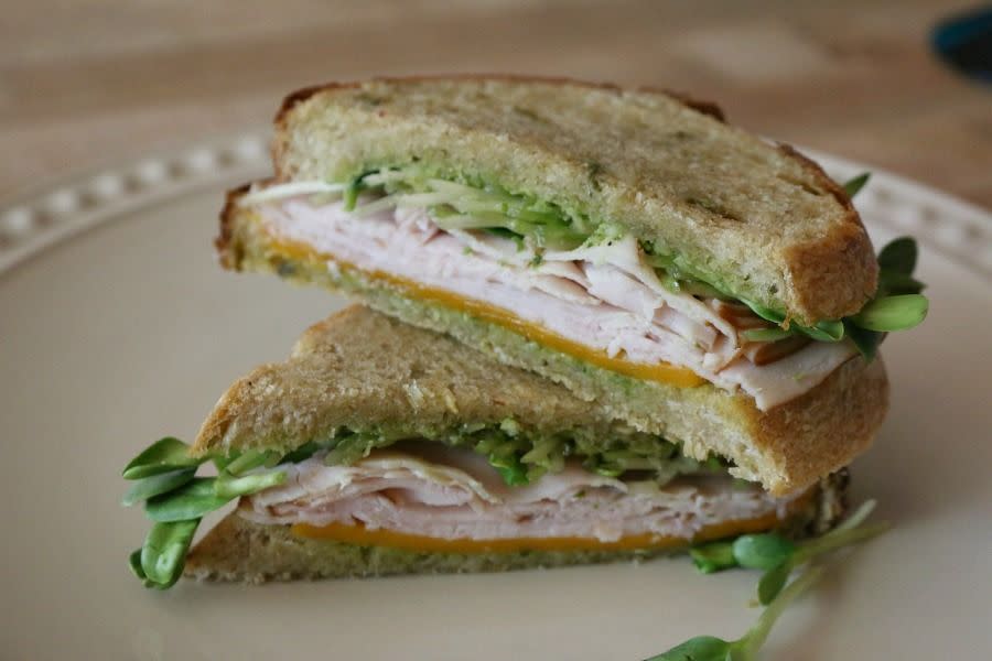 <p><strong>Turkey and Green Chile Sandwich</strong></p><p>New Mexico is known for green chiles, and puts them to good use in their Turkey and Green Chile Sandwich. At restaurant <a href="https://www.relishsandwichesabq.com/" rel="nofollow noopener" target="_blank" data-ylk="slk:Relish;elm:context_link;itc:0;sec:content-canvas" class="link ">Relish</a>, the sandwich features turkey, havarti, chile and chipotle mayo on toasted sourdough. Other topping options on this perfect lunch includes green apple chile chutney, avocado and muenster cheese.</p>