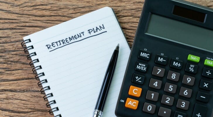 Retirement planning notebad, pen and calcuator