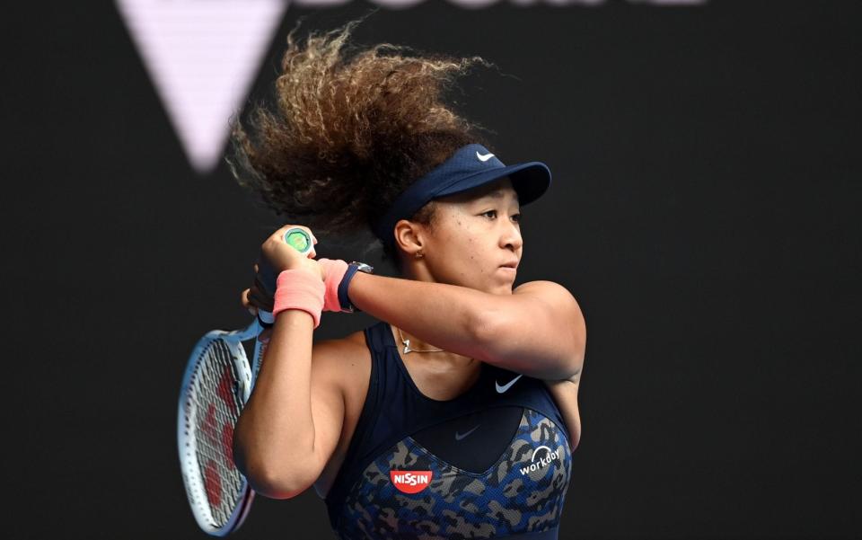 Naomi Osaka of Japan in action in her fourth Round Women's singles match against Garbine Muguruza of Spain on Day 7 of the Australian Open at Melbourne Park in Melbourne, Australia, 14 February 2021. Tennis Australian Open 2021, Melbourne, Australia - DAVE HUNT/EPA-EFE/Shutterstock 