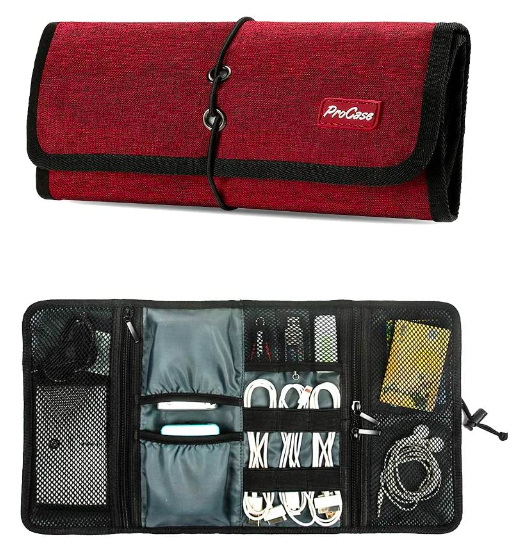 Accessories Bag Organizer case filled with tech cables