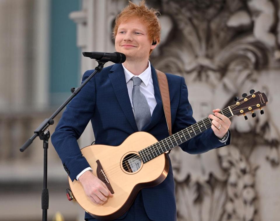 Ed Sheeran performs during the Platinum Pageant