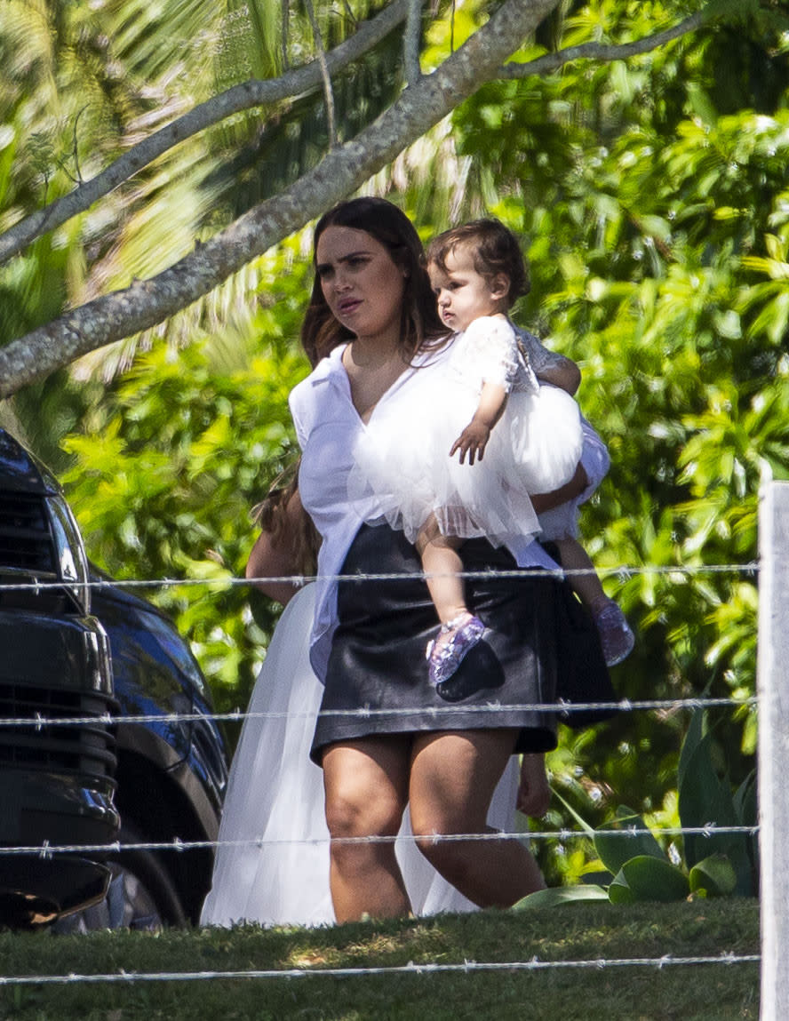 Sam and Snez’s baby daughter Willow was dressed in a matching outfit to her mum’s bridal gown. Source: Media Mode