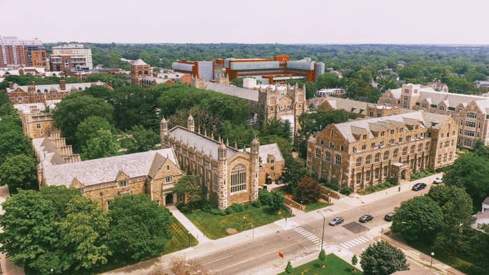 a bird's eye view of a college campus