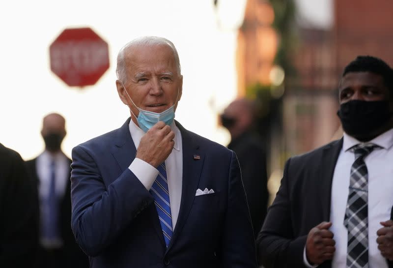 U.S. president-elect Joe Biden departs the Queen theatre for meeting in Wilmington