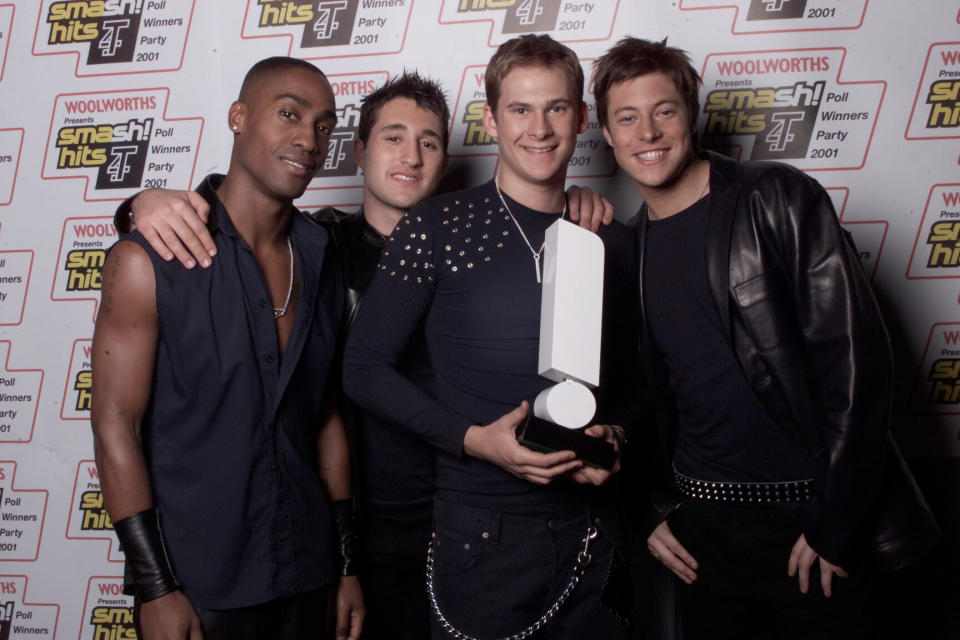 LONDON - DECEMBER 9: British pop stars (L-R) Simon Webbe, Antony Costa, Lee Ryan and Duncan James of the pop group 