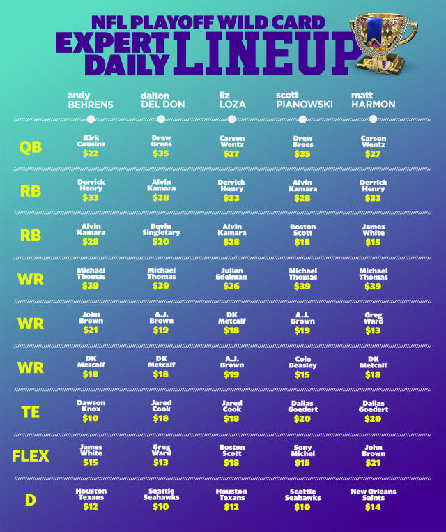 Yahoo Daily Fantasy: Expert lineups for the NFL Playoff Wild Card