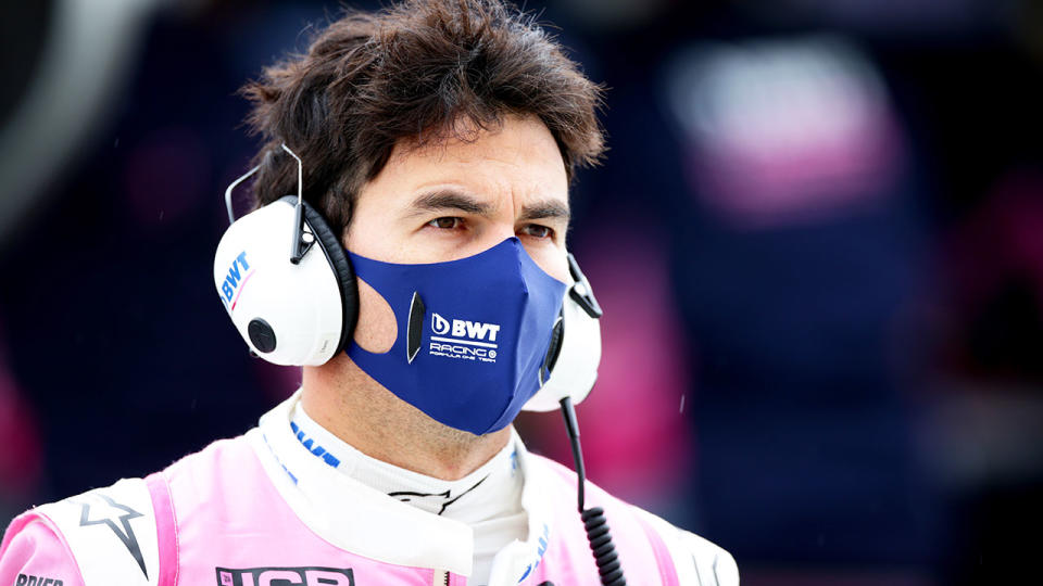 Seen here, Sergio Perez was ruled out of the British GP after his positive virus test.