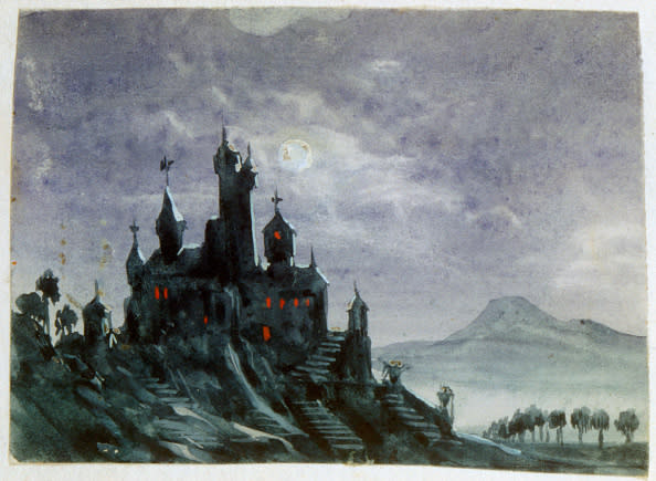 painting of a dark castle