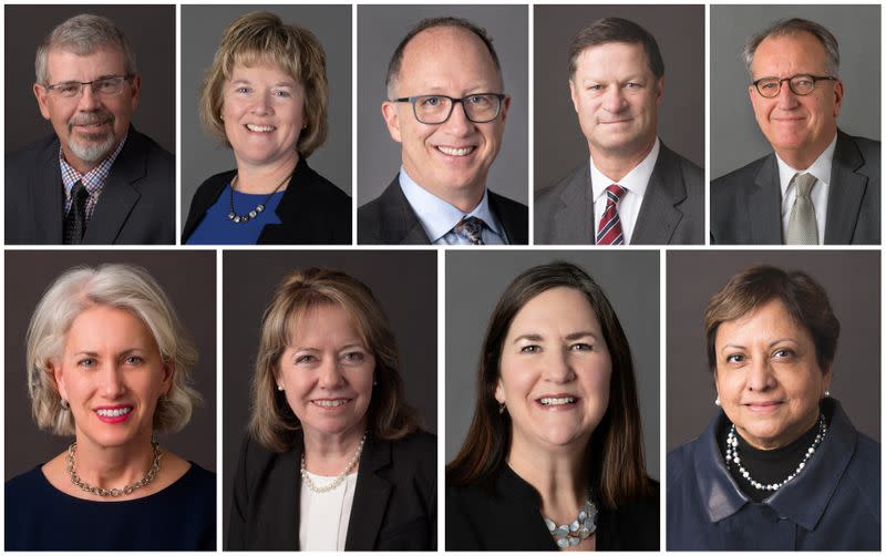 A combination handout photo shows members of the U.S. Federal Reserve Bank of Minneapolis in 2020