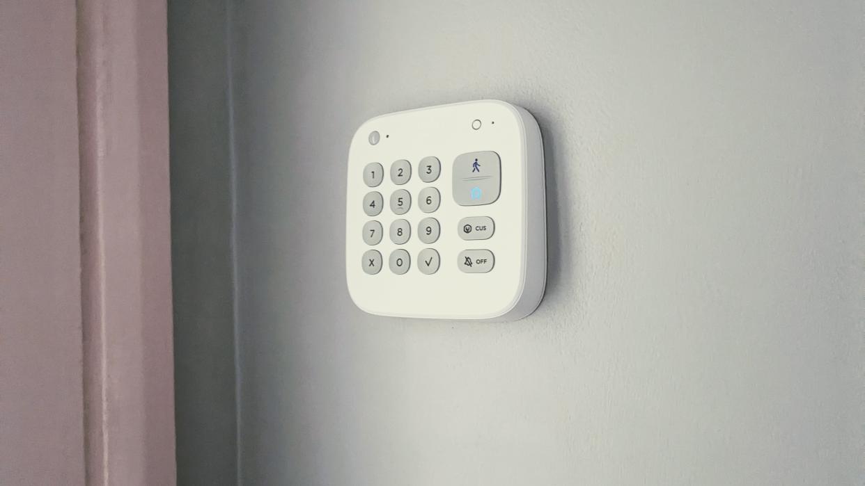  eufy alarm kit keypad mounted to wall in writer's home 