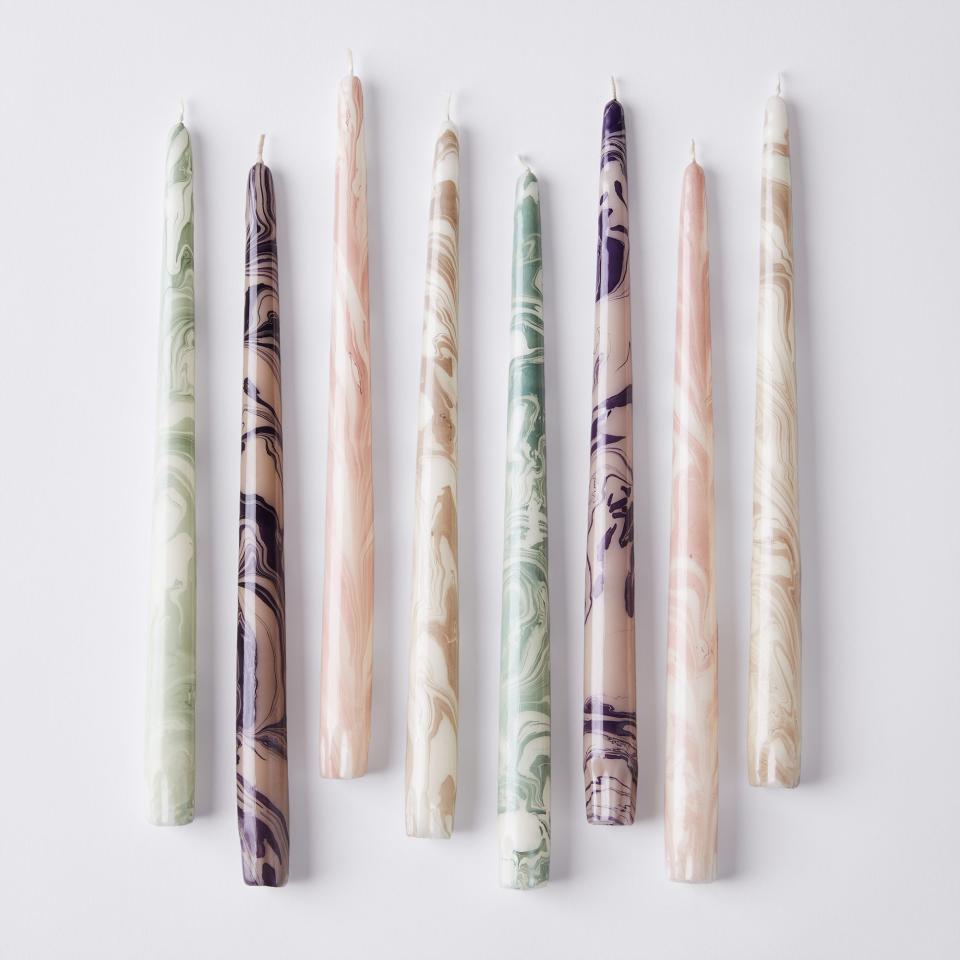 8) Hand-Marbled Taper Candles