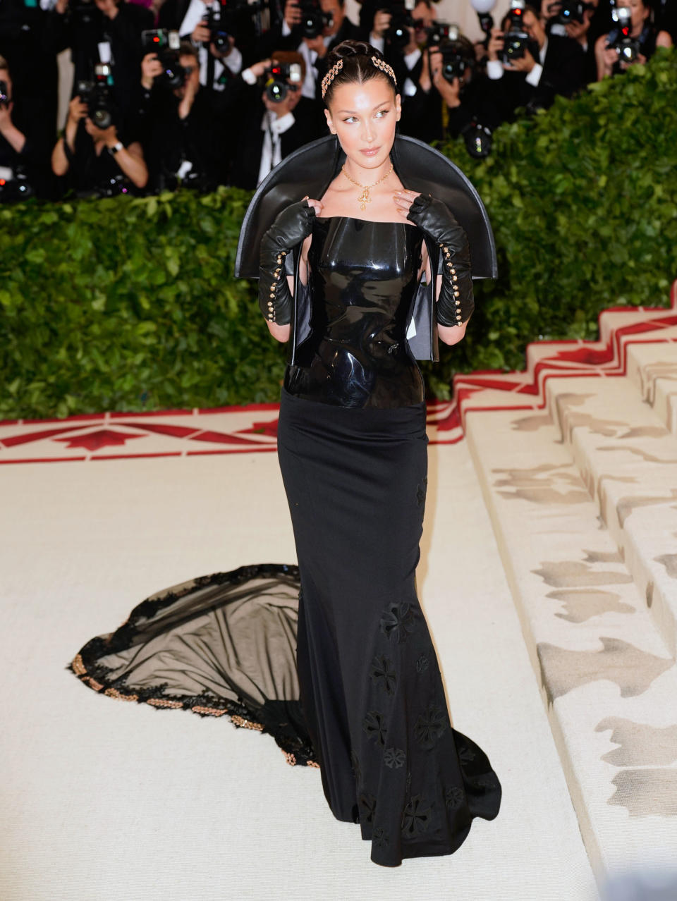 Bella Hadid attends Heavenly Bodies: Fashion and the Catholic Imagination Costume Institute Gala at Metropolitan Museum of Art on May 7, 2018 in New York City