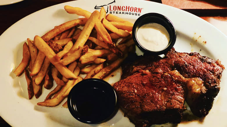 Longhorn steak and fries