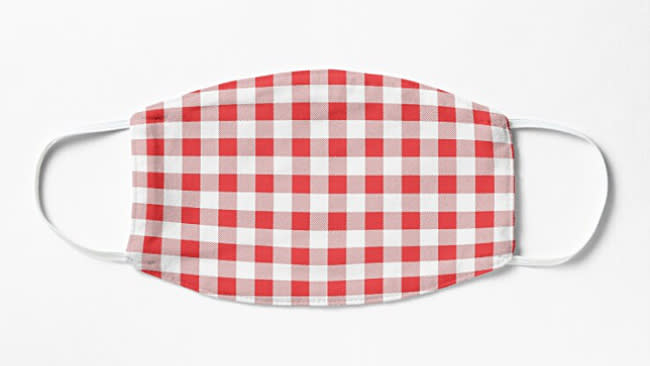 red gingham face mask covering