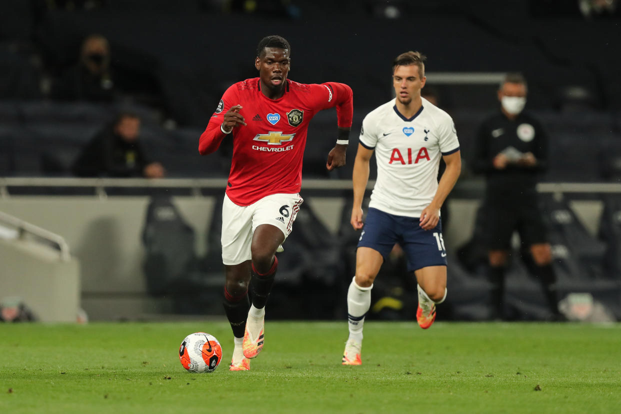 In his first Premier League appearance since December, Paul Pogba came off the bench and drew the penalty that earned Manchester United a point at Tottenham Hotspur. (Photo by Matthew Ashton - AMA/Getty Images)