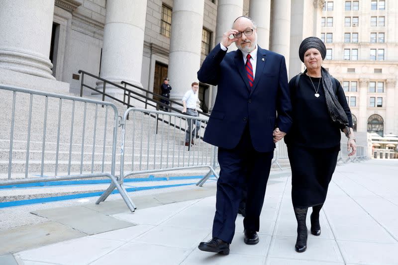 FILE PHOTO: Jonathan Pollard, a former U.S. Navy intelligence officer convicted of spying for Israel, exits following a hearing at the Manhattan Federal Courthouse in New York