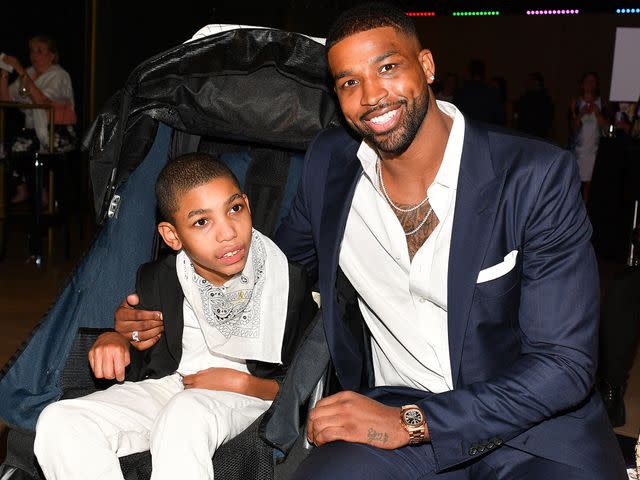 <p>George Pimentel/Getty</p> Tristan Thompson poses with his little brother Amari Thompson at The Amari Thompson Soiree in support of Epilepsy Toronto in August 2019 in Toronto, Canada