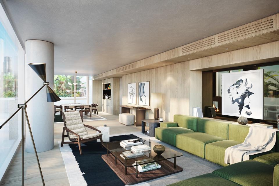 The presidential living room at Conrad Los Angeles