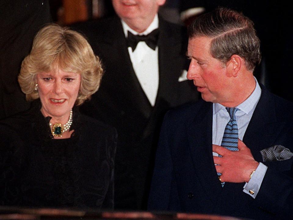 Britain's Prince Charles and Camilla Parker Bowles leave the Ritz Hotel in London in this Thursday, Jan. 28, 1999 file photo, the first time that the couple, who have been friends for more than 25 years, appeared together in public. The prince's office on Thursday Feb. 10, 2005 said that Prince Charles is to marry his partner Camilla Parker Bowles, the date was not yet confirmed.