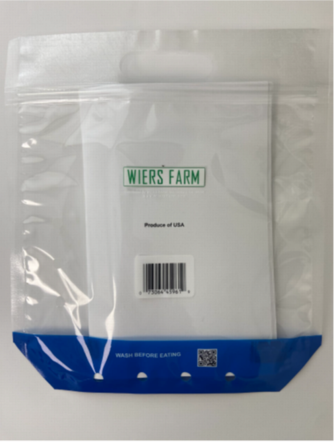 The packaging for Wiers Farm brand produce sold at Walmart.