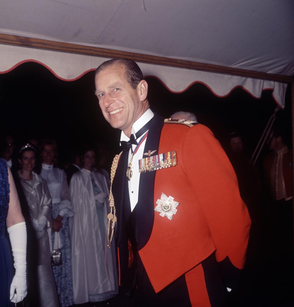 Prince Philip wearing the full evening dress of the Royal Scots Greys Regiment at Ford in Midlothian, 1971Reginald Davis/Shutterstock