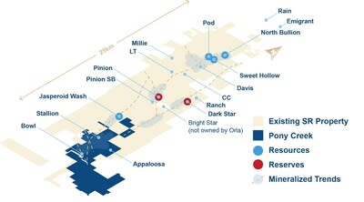 Railroad District Consolidation (Orla’s South Railroad and Contact’s Pony Creek) (CNW Group/Orla Mining Ltd.)