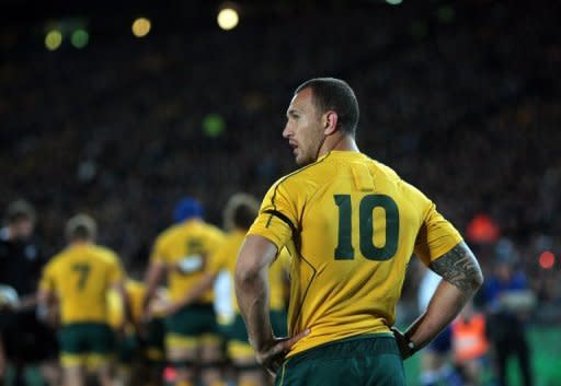 Wallabies flyhalf Quade Cooper during the second Bledisloe Cup Test in August. Cooper has criticised the conservative coaching methods and tactics of Robbie Deans, describing the environment within the Australian team as "toxic"