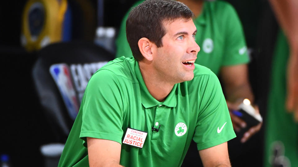 Boston Celtics coach Brad Stevens is pictured during game two of the NBA Eastern Conference Finals.