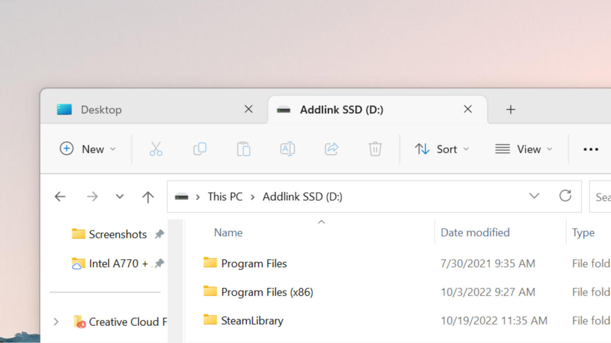  The new File Explorer tab function in Windows 11. 