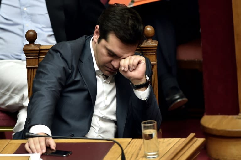 Greek Prime Minister Alexis Tsipras pictured during a parliamentary session in Athens on July 15, 2015