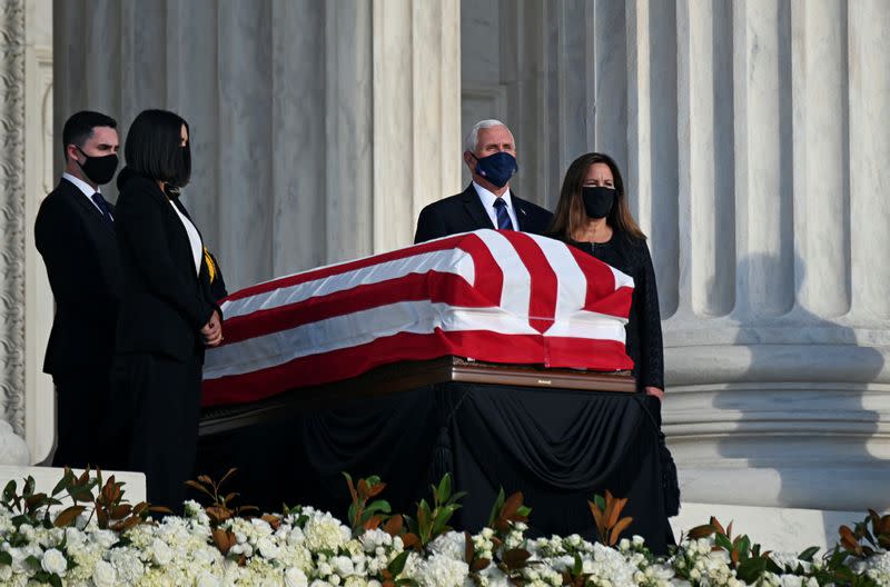 U.S. Vice President Pence pays respects as Justice Ruth Bader Ginsburg lies in repose at the U.S. Supreme Court in Washington