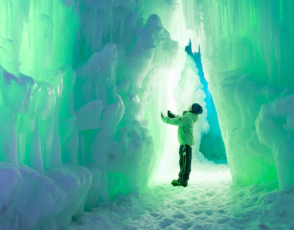 Ice Castles are a popular winter attraction for families.