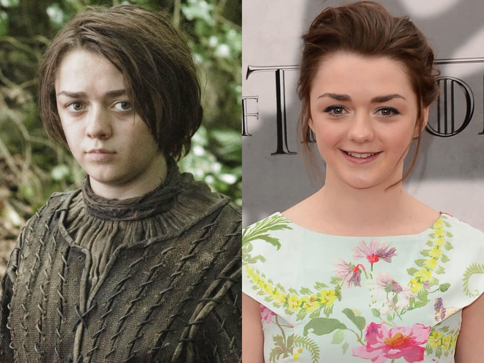 <b>Maisie Williams (Arya Stark)<br><br></b>Tomboy Arya Stark would never be caught dead in a dress and makeup, but 15-year-old Maisie Williams -- even with short hair -- looks ultra-feminine and lovely.